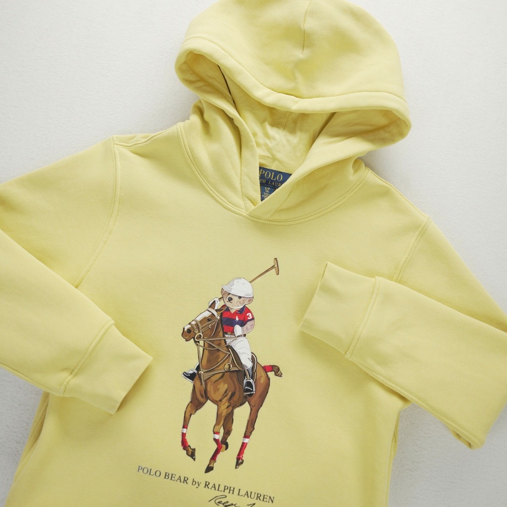 Polo Ralph Lauren Kids Yellow Polo Bear Equestrian Horse Hoodie Small 8
